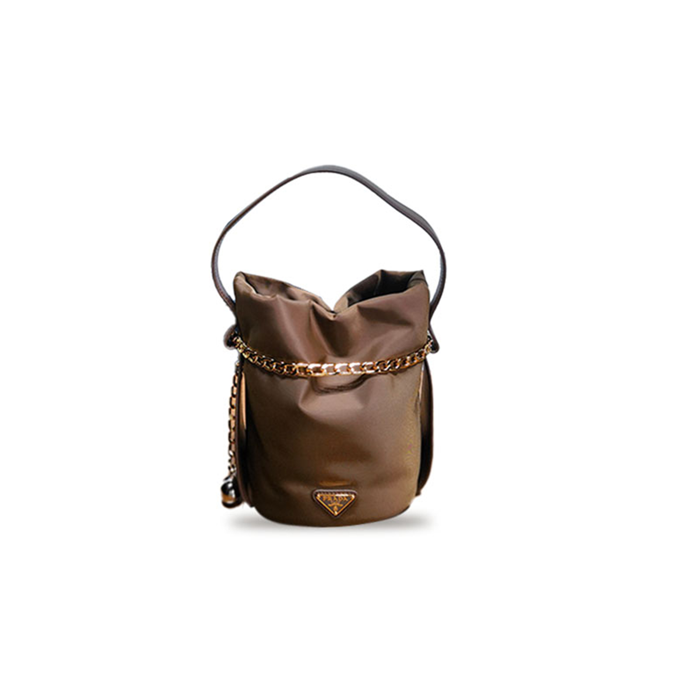 Pra*a petit sac noir re-nylon and nappa leather mini bucket bag 1be088 (20*15*14cm)